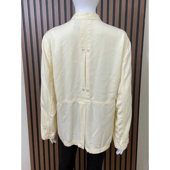 J. Jill Women's M Yellow Top Lyocell Blouse Vented Peter Pan Collar Front Button - Picture 2 of 8